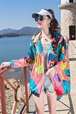 2025夏季新款迷彩印花防晒衣女中长款欧货宽松大码轻薄透气开衫潮，女装防晒衣，可可小西