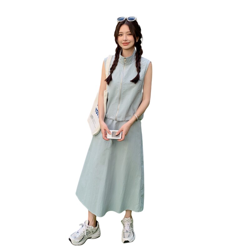 现货：夏装新款休闲工装马甲半身裙三件套2C135-8805P155K218,女装套装/套裙,2C135