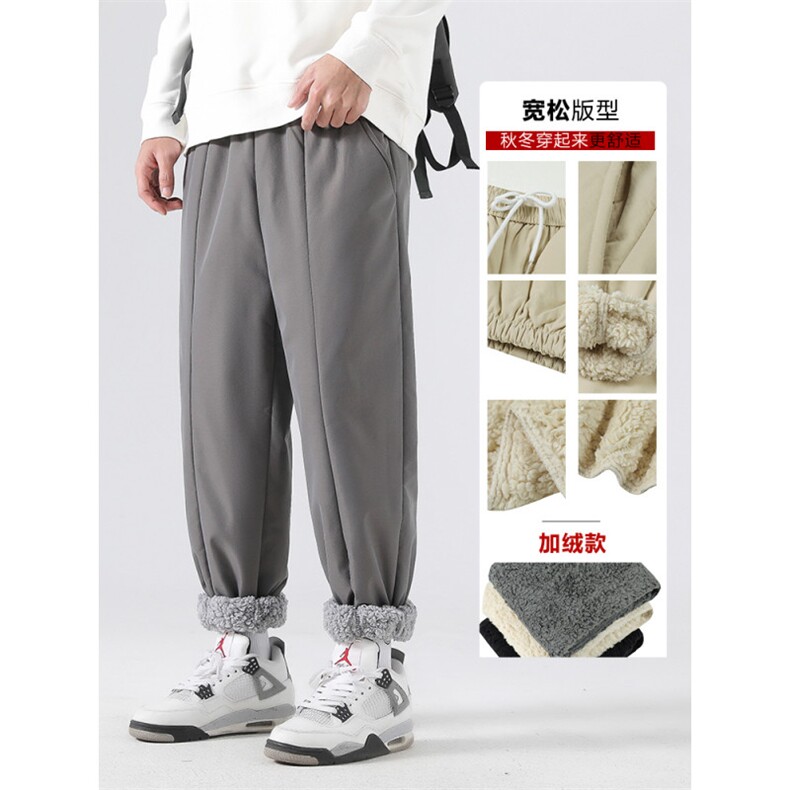 盐系百搭休闲垂顺直筒保暖裤羊羔绒休闲K77-1特批40,男装休闲裤,星座718-1