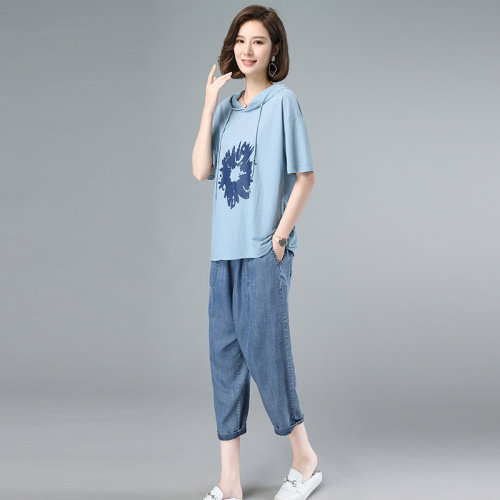 2023夏季新款简约时尚气质宽松休闲舒适两件套,女装套装/套裙,独衣靓
