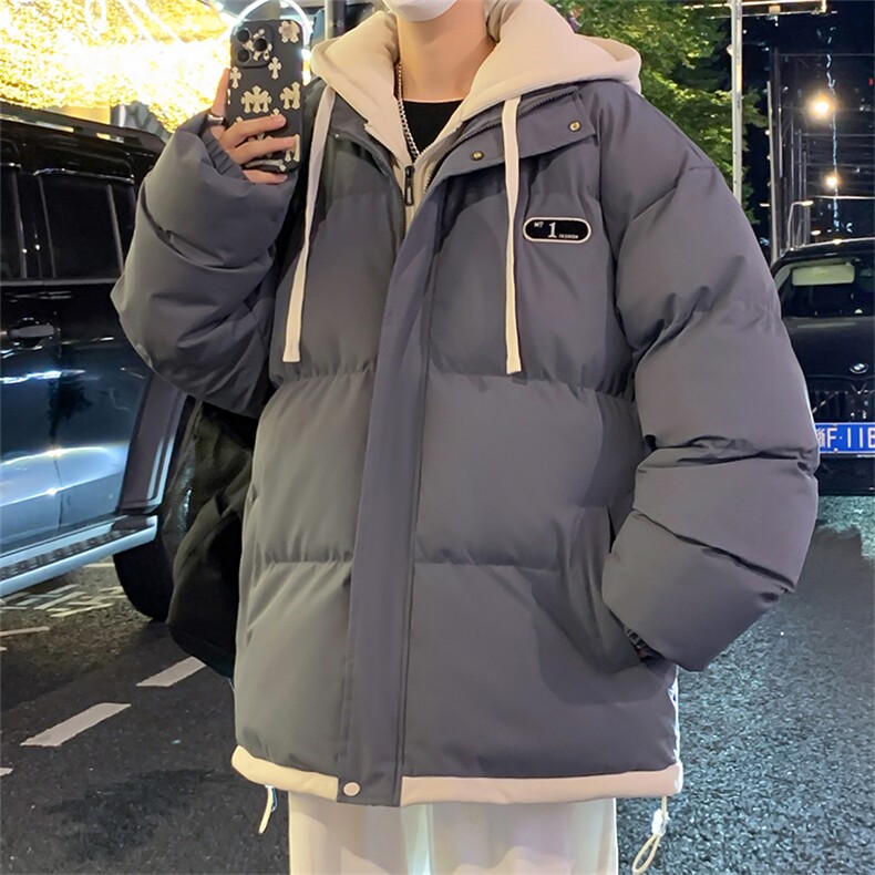 现货抖音得物二开三防加厚假两件拼接连帽棉衣冬季棉服LL9999,男装棉衣,电商A486