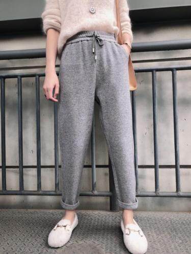 毛呢简约松紧哈伦裤，女装，1+1 MAIN ROAD