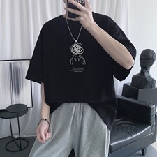 HXT1054TP25控价38夏季印花短袖T恤男港风宽松休闲体恤衫，男装T恤，电商A102-1