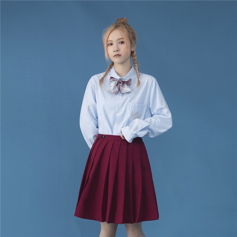 中性风C316CS676P58送蝴蝶结秋装长袖衬衫JK制服班服绣花,男装衬衫,电商C316