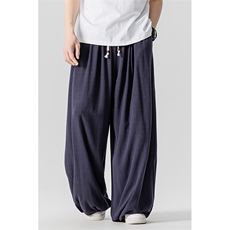 夏季新款大码日系风亚麻棉麻休闲直筒阔腿裤潮男女K303/P75，男装休闲裤，钱塘713