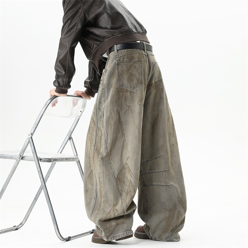 【现货】XZ1218BK3199特价P61美式复古水洗字母印花弯刀牛仔裤，男装牛仔裤，星座1218（原611-3）