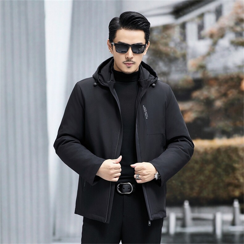 主推男装中年90%鸭绒羽绒服外套男可脱卸帽内胆中老年羽绒服大衣,男装羽绒服,钱塘723