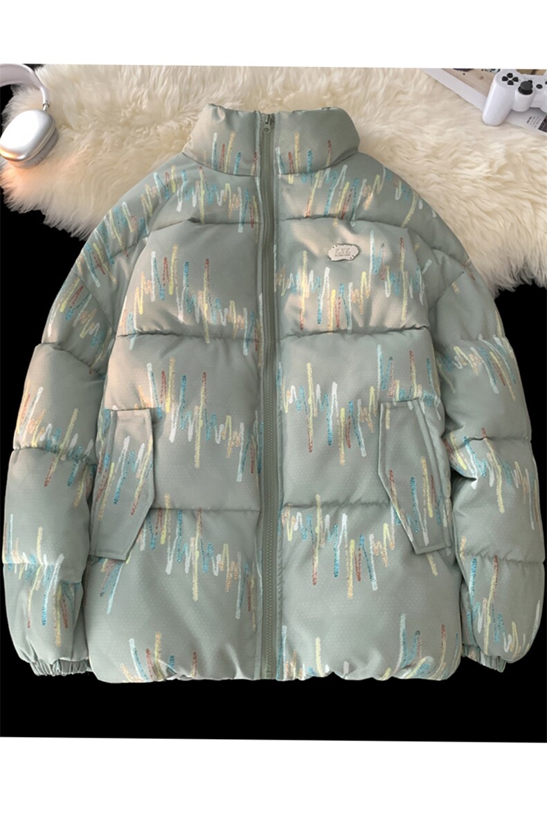 棉服男女七彩线印花棉衣立领面包服棉袄加厚外套3359-P70控108,男装棉衣,星座207