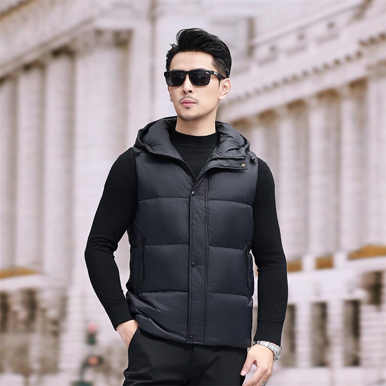 冬季轻薄羽绒马甲男外套2026年新款高端连帽保暖羽绒服潮服马夹,男装羽绒服,钱塘6003（原4033）