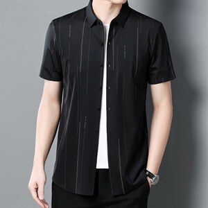 短袖男衬衫薄款休闲上衣男格子衣服修身百搭半袖青年韩版潮流，男装衬衫，电商B212（原钱塘6029）