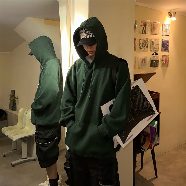 奥利绒秋冬纯色宽松男士连帽卫衣D328-WY399-薄款特P38厚款P48,男装卫衣,电商D328