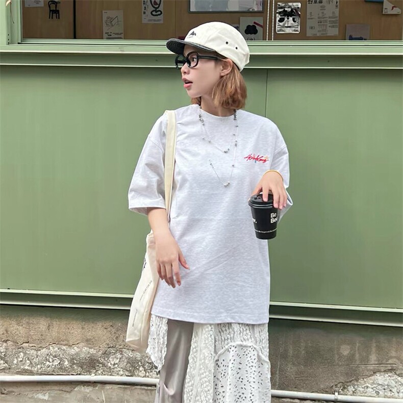 万针全刺绣工艺抖音得物高品质260克重磅纯棉双纱美式高街短袖T恤,男装T恤,电商A486