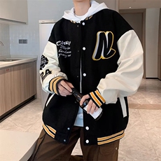 棒球服男士春秋季新款潮牌宽松衣服早秋美式复古休闲夹克JK901，男装夹克，星座1116A-1（原606A）