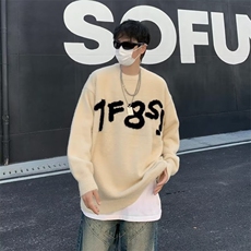 美式复古街头风字母提花毛衣男秋冬季设计感小众慵懒MY258-P55，男装针织衫/毛衣，星座1109-3