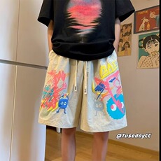 短裤男生夏季速干沙滩五分裤多巴胺宽松休闲运动裤子K6270-P29，男装牛仔裤，星座412-1