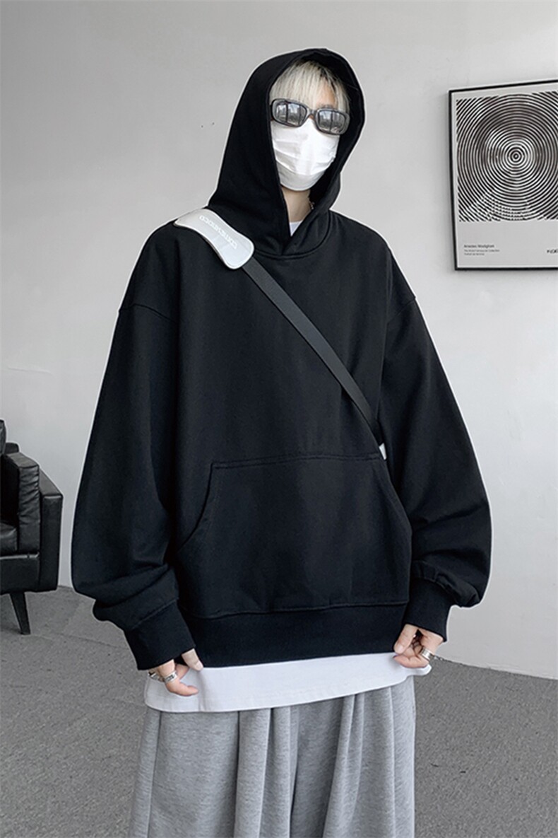 灰色cleanfit男生短款卫衣美式重磅连帽大帽衫廓形外套潮WY004P48,女装短外套,电商B312