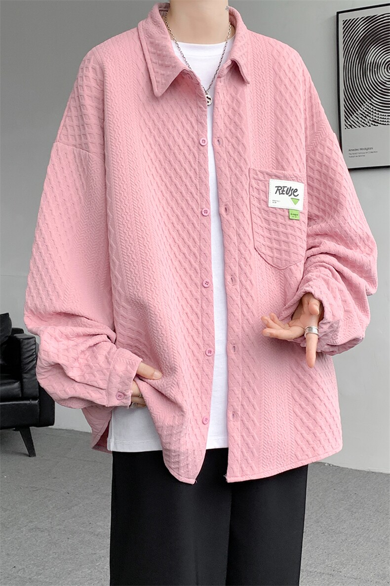衬衫男秋季新款港风宽松提花长袖衬衣CS027-P45(现货）,男装衬衫,星座214-3