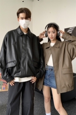 主推港风秋装中性美式刺绣夹克复古情侣皮衣休闲外套男G1062P88，男装夹克，电商A339