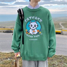 ！2023秋冬新款男士小羊刺绣毛衣潮牌针织衫外套M317P78图片