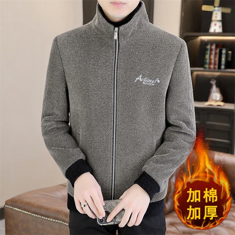 冬季新款男士立领拉链加厚韩版修身毛呢大衣短款休闲夹克A67P145,男装毛呢大衣,电商B226