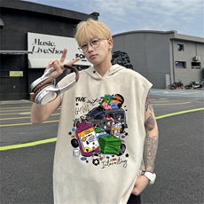 麂皮绒连帽背心坎肩男T恤美式港风JLB459-P30控48，男装T恤，电商B370
