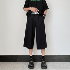 现货夏季冰丝高级感山本耀司休闲设计感不规则七分西裤男K787-P45，男装西裤，星座205
