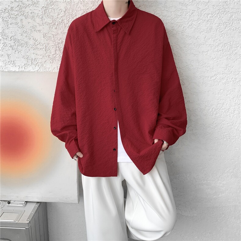 8XL-M泡泡纱盐缩肌理长袖衬衫男春季冰丝外套防晒衬衣CS29007P40,男装防晒衣,电商B312