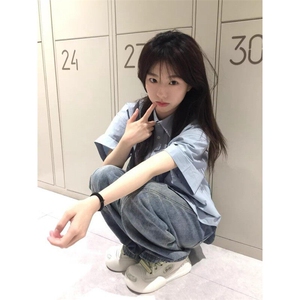 日系短袖衬衫女夏季新款宽松休闲设计感半袖衬衣上衣LHT2133-P40图片