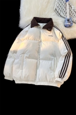 主推港风摇粒绒拼接情侣装棉衣宽松棉服男女冬装外套G1072P118，男装棉衣，电商A339