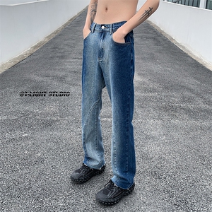 B221 美式ins高街暗黑小众渐变色毛边微喇牛仔裤 LK23047-P60控78图片