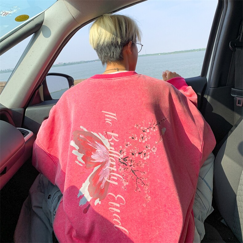 美式潮牌重磅水洗做旧圆领卫衣力推大码男XZ517A-BK15551-P58,男装卫衣,星座517A