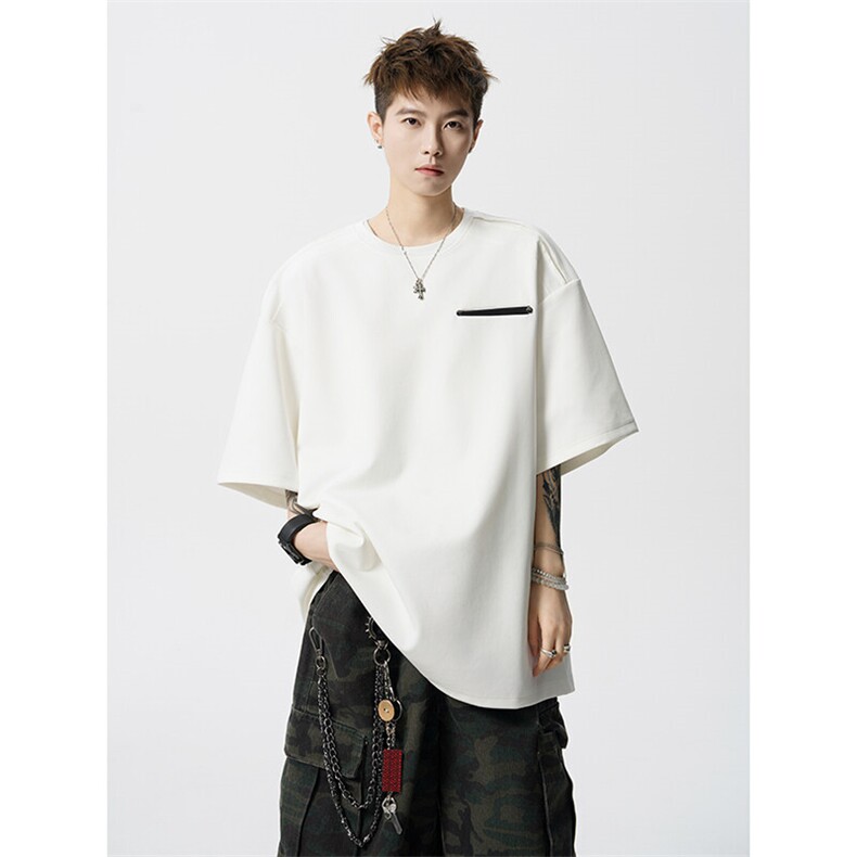 【立体肩】美式高街短袖重磅T恤大码显壮设计感半截袖DX1226/P45图片