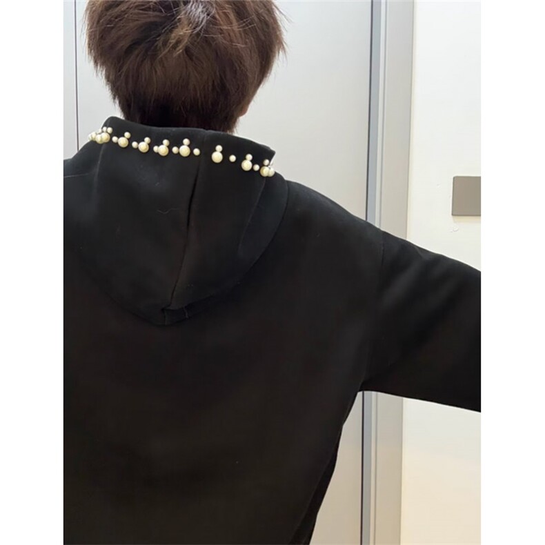 珍珠设计感连帽短款卫衣女外套春秋辣妹运动服休闲上衣潮WY813,女装短外套,星座1116A（原606A-3）