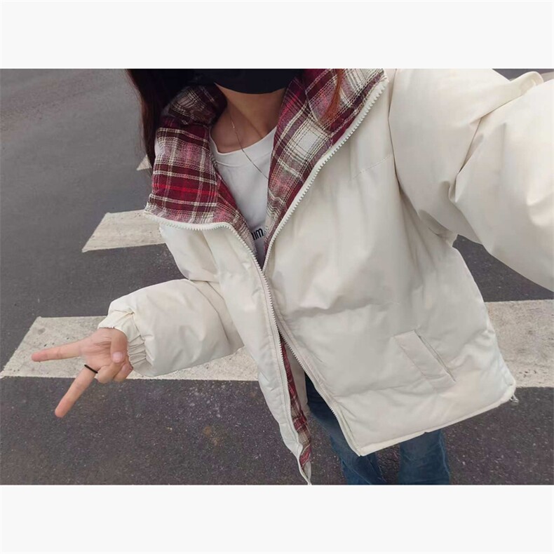2025中性款撞色格子棉衣女装面包服加厚保暖中性款棉服P39-1661,男装棉衣,星座207