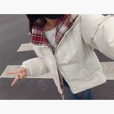 2025中性款撞色格子棉衣女装面包服加厚保暖中性款棉服P39-1661，男装棉衣，星座207