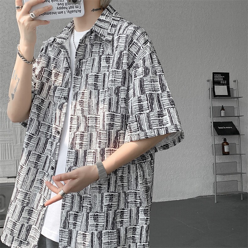 8XL-M花衬衫男款短袖夏季冰丝薄款花衬衣大码寸衫外套DC28013P38图片
