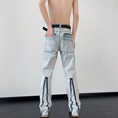 2024年工装牛仔裤款拉链炸街风微喇叭休闲多口袋K8856-P66，男装牛仔裤，星座1109-3