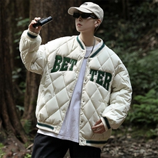 冬季字母棉衣男加厚男士棉服潮流休闲棉袄棒球领A266-WMY2215-P75，男装棉衣，电商A266
