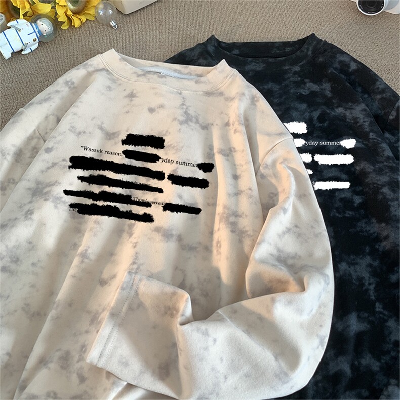 260克重磅扎染德绒圆领打底衫【有货】C403A-DR25394RL-P25,男装T恤,电商C403A