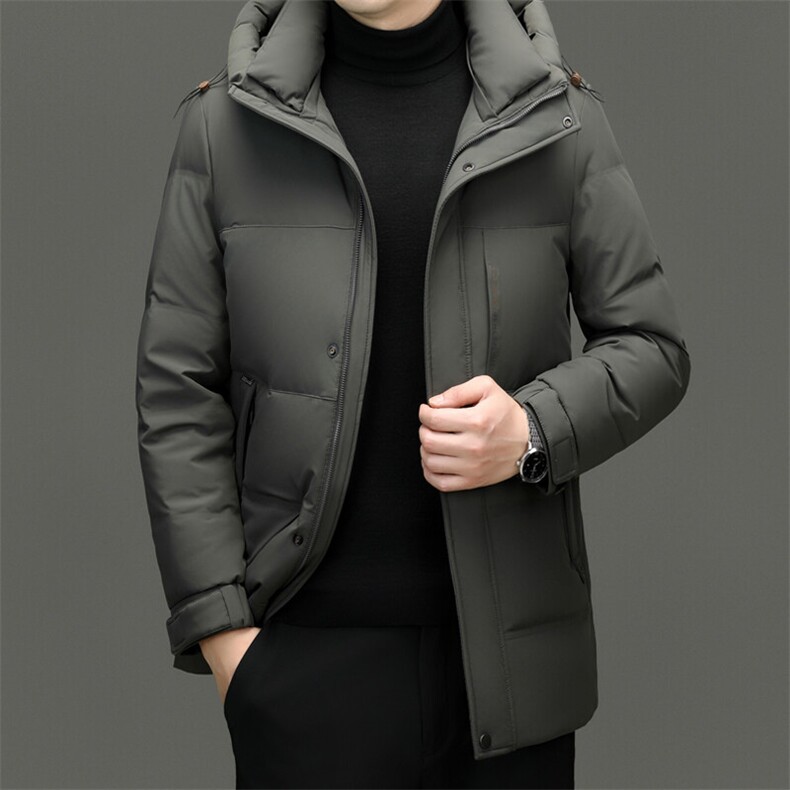 【高充绒】冬季时尚加厚羽绒服男中长款连帽保暖外套男士高端大码图片