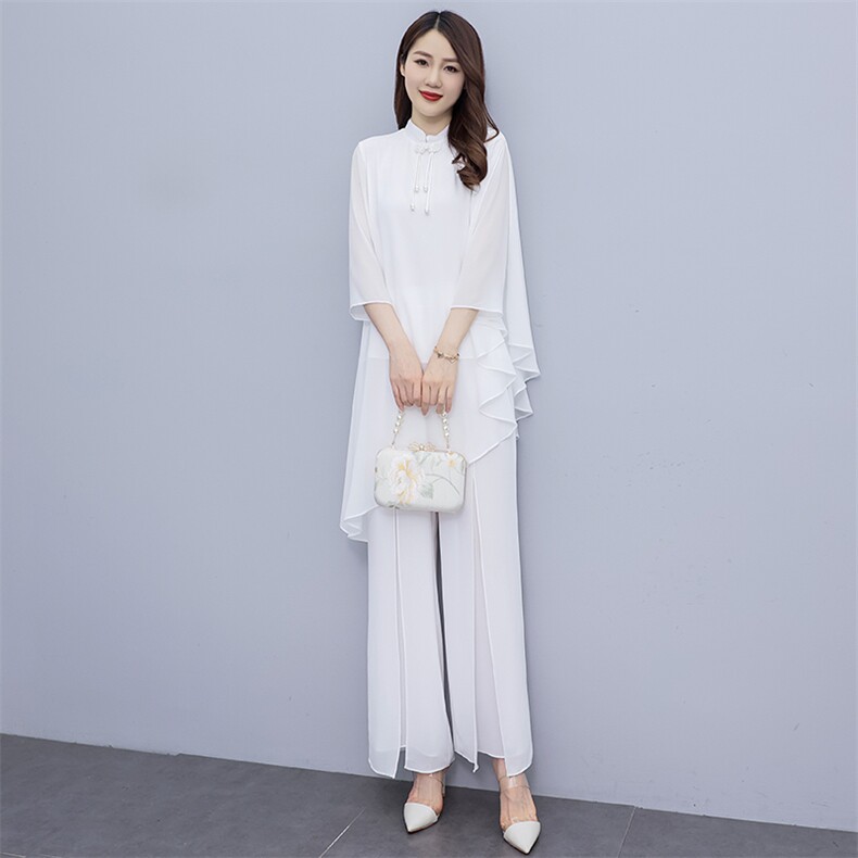 禅意女装白色改良文艺复古汉服夏唐装中国风禅修套装茶服女连衣裙,商品下架区,秀美人生