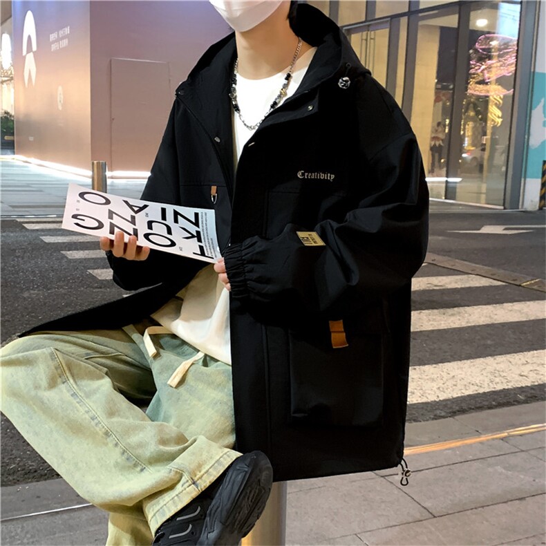 2024春季新款连帽夹克外套男休闲冲锋风衣工装潮A436-D1233-P65,男装夹克,电商A436