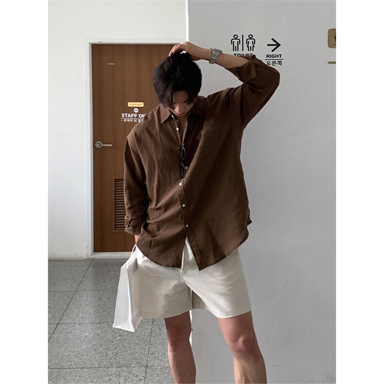 亚麻薄款长袖衬衫男夏季韩版宽松休闲防晒衬衣外套C033-P45,男装衬衫,星座1004-3