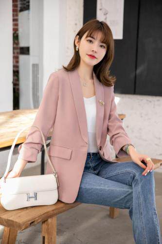 气质西装小外套，女装西装，水锦红