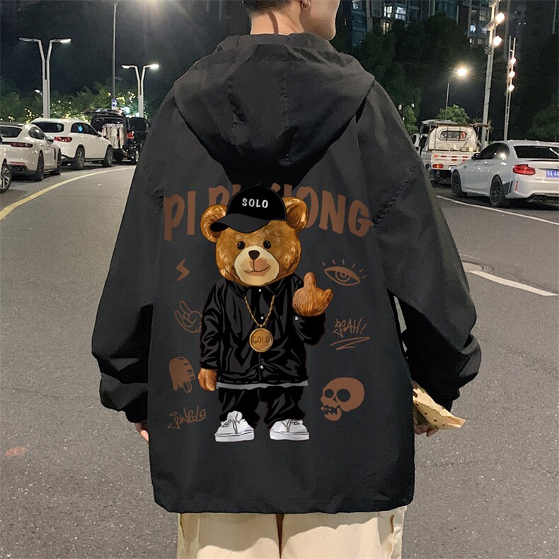 小熊棒球服外套男春秋季2025港风ins潮痞帅潮牌新款大码宽松夹克图片