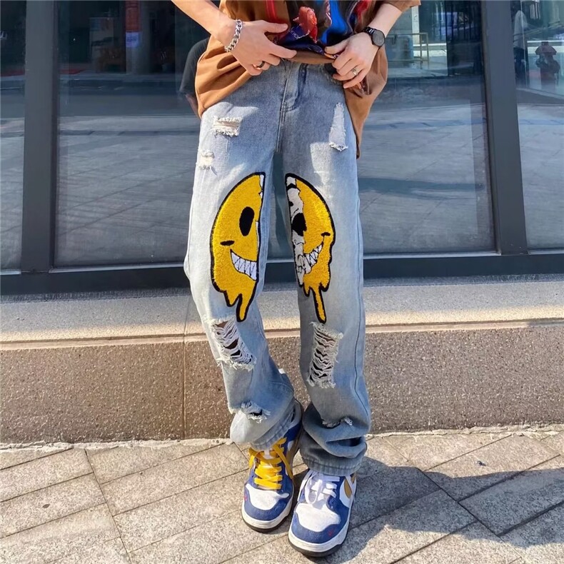 新款慵懒文艺简约潮潮流男ins长裤原宿青春流行牛仔裤XX8819,男装牛仔裤,星座208-5