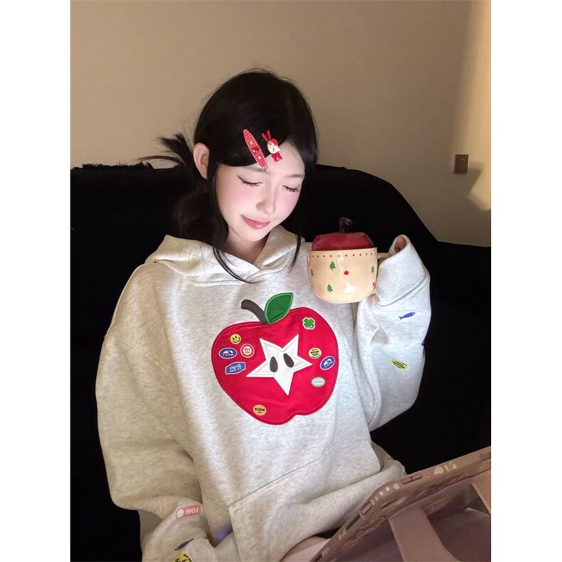 5529-P50原版做工压线+贴布刺绣+大尺寸休闲卫衣薄款/加绒,女装卫衣/绒衫,星座617A-2