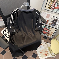 美式V领杠条球服短袖T恤男夏季宽松休闲短裤运动体恤ST547-P41，男装T恤，星座412-3