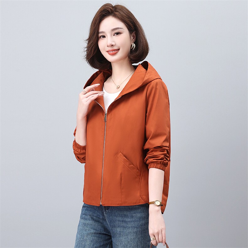 春季新款时尚休闲纯色连帽短外套女宽松显瘦百搭外套,女装短外套,依恋蒂丝