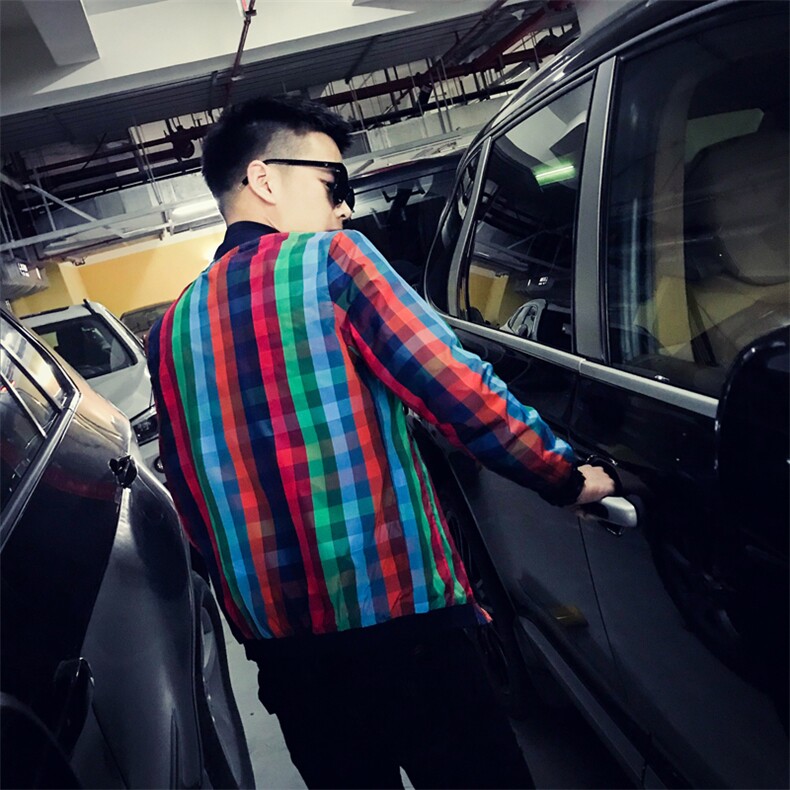 2021社会风春秋秋装修身彩色小格子夹克B297-7190-P70,男装夹克,电商B297